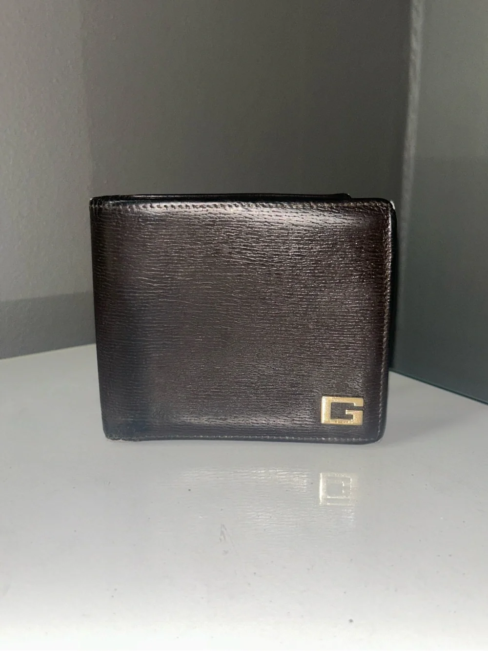 Vintage Gucci Dark Brown Leather G logo Bifold